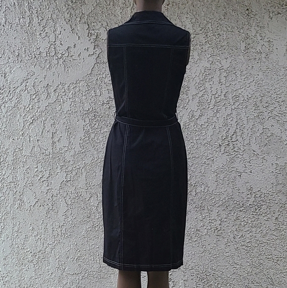 Black Sleeveless Button Down Shirt Dress - Picture 4 of 9